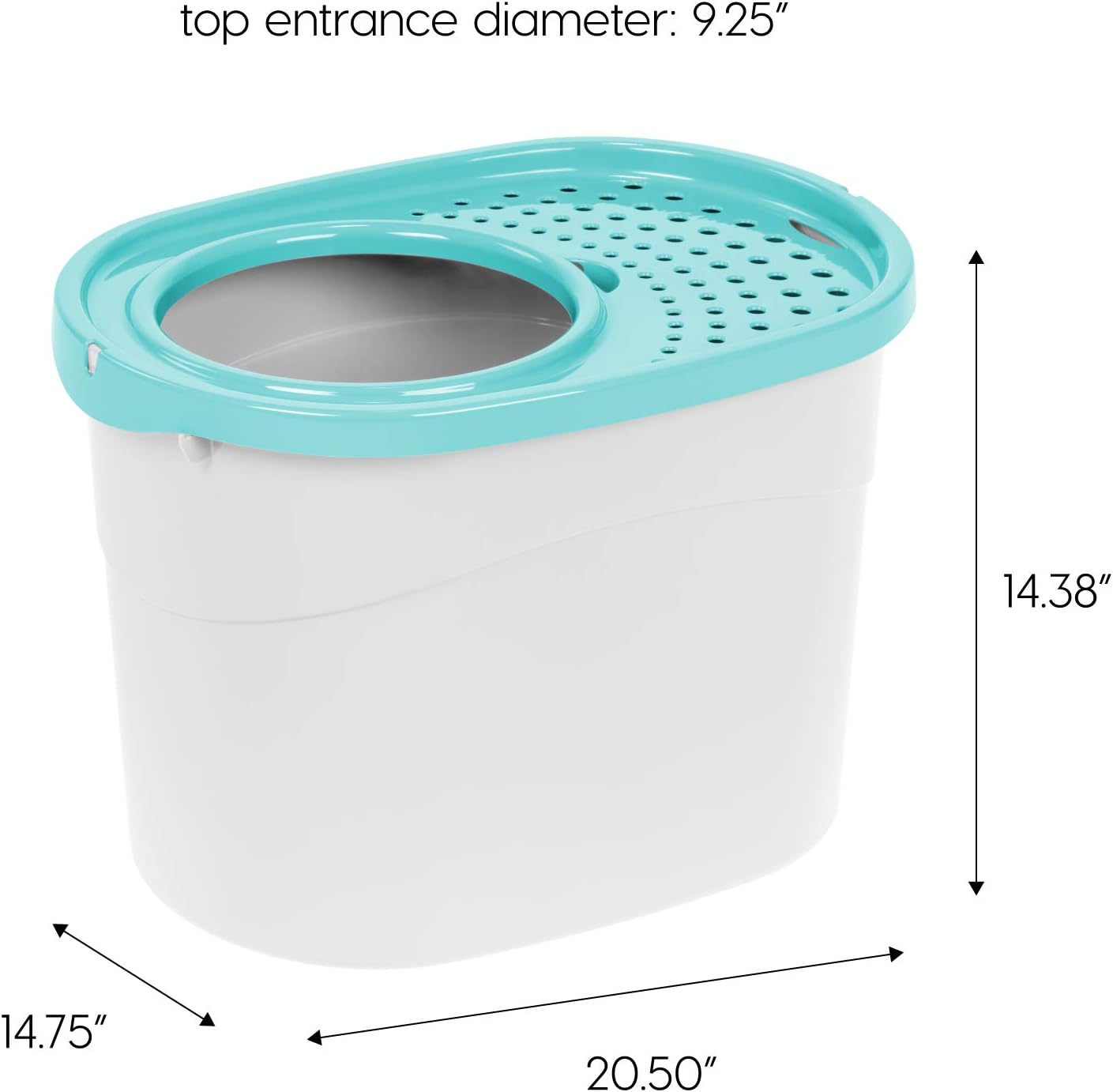 IRIS USA Large Simple Round Top Entry Cat Litter Box with Scoop, Curved