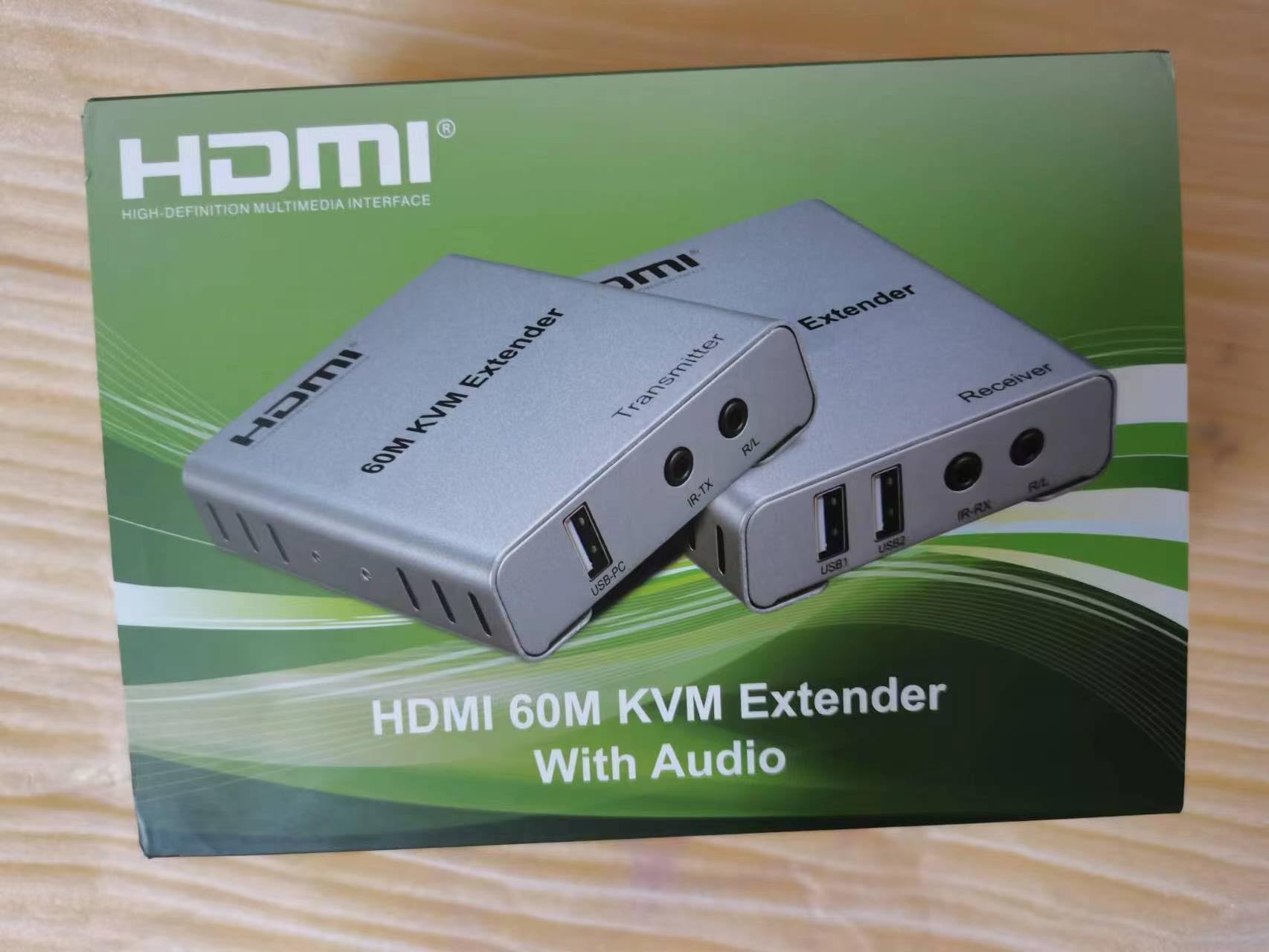 Swallows Extender HDMI KVM USB 60M, con audio 1080P R/L di CAT5E Cat6 RJ45 Cavo Ethernet Trasmettitore Ricevitore Convertitore audio video PC Laptop a monitor TV