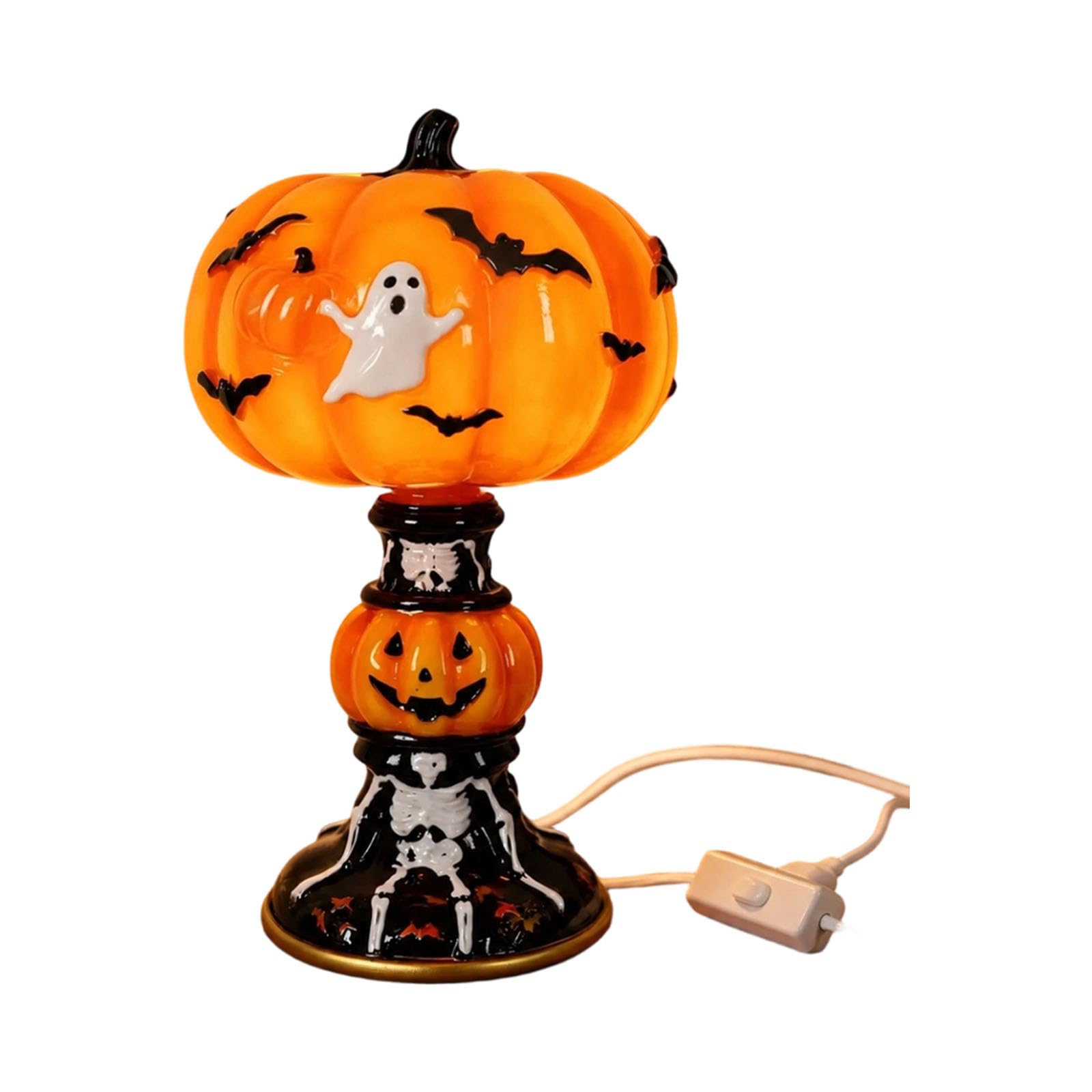 Drtlpmb B Halloween Table Lamp Us Powered Night Light With On Off Control, Resin Accent Glow For Edside Shelf Entryway Decor Holiday Tabletop Lamp Seasonal Accent Light Us Decor Resin Nightlight Cord Control