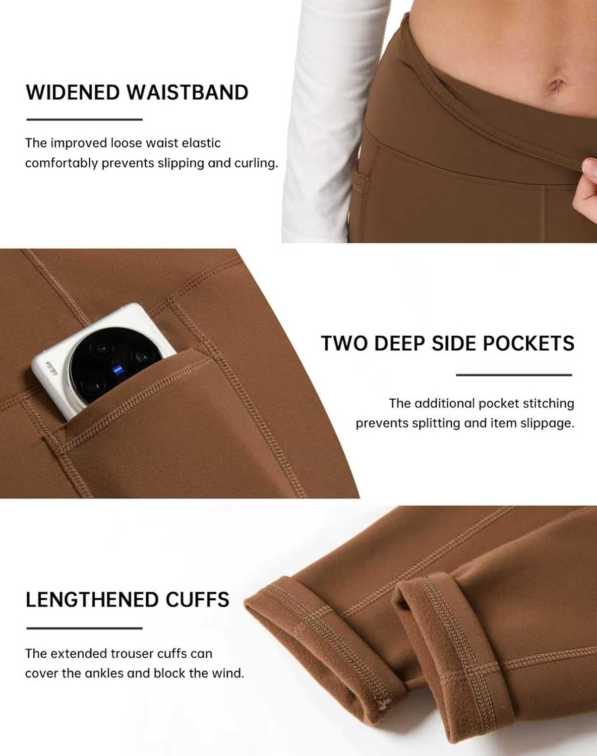 YOYOYOGA Fleece Lined Leggings Women with Pockets Tummy Control High Waisted Thermal Yoga Pants Workout Warm Winter - Image 5