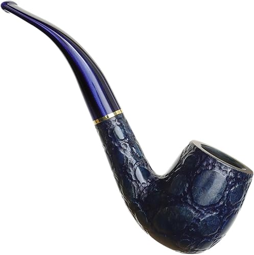 Miniatura 5 de Savinelli Pipes Alligator Collection 606 KS Bent Billiard - Colorful Hand Stained Italian Wood Briar Pipe, Handmade in Italy, 6mm (Blue)
