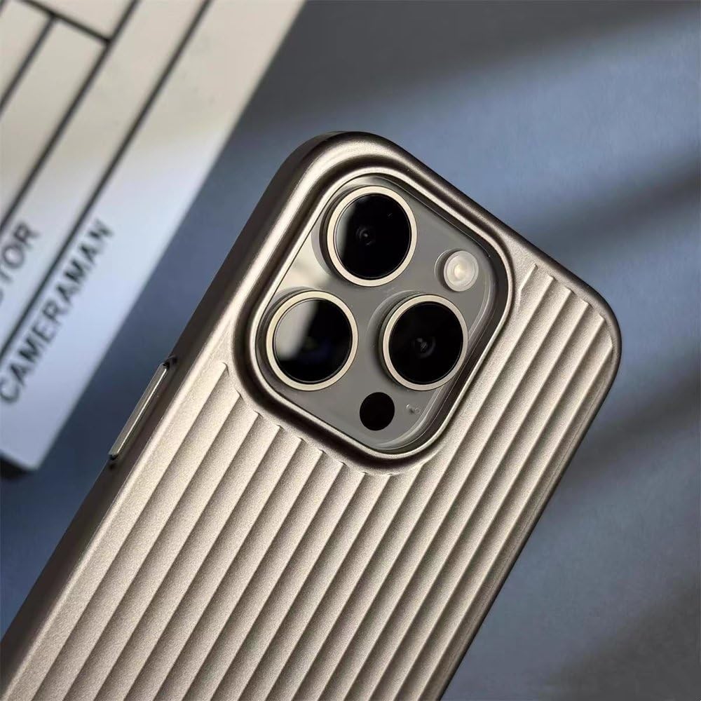 Custodia per telefono in metallo ondulato galvanizzato avanzato per iPhone 16, 15, 14 e 13 Pro Max Plus, cover posteriore rigida in titanio naturale di lusso, argentata, per iPhone 13 Pro Max