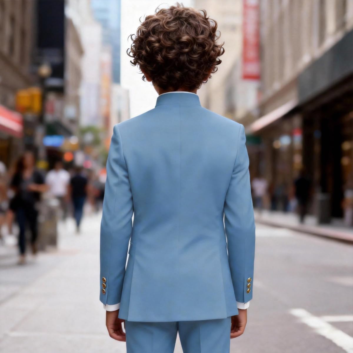 2 Piece Boys Formal Suits Set Chinese Tunic Suit for Teen Boy Mandarin Collar Jacket Pant Set