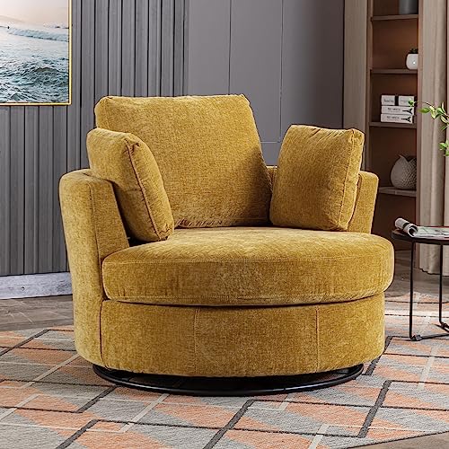 HomSof Accent Barrel Chair and Half 3 Pillows 360 Degree