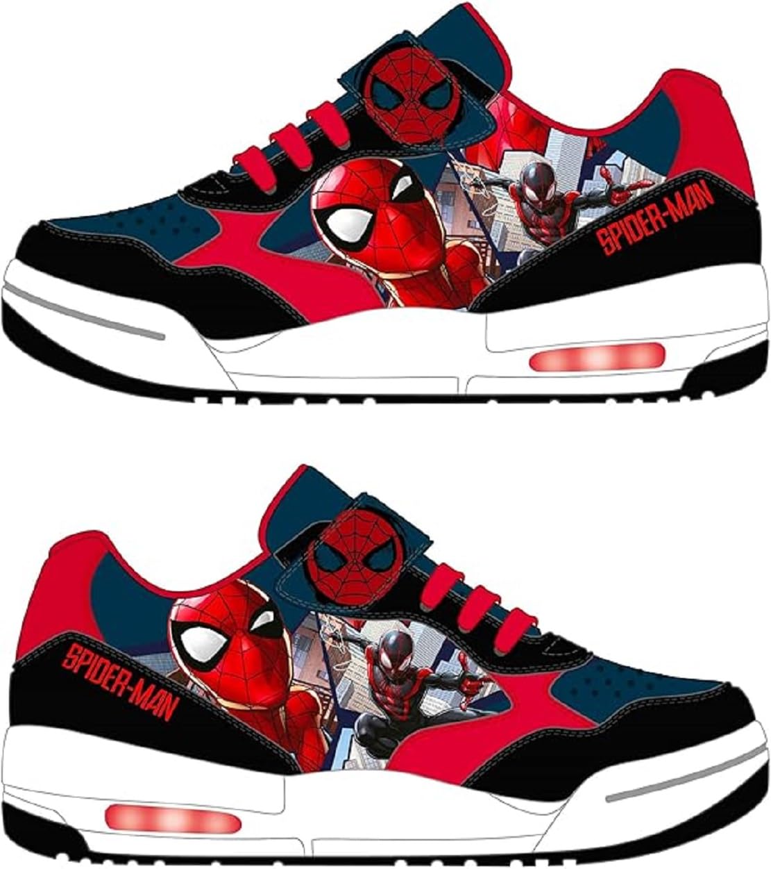 Scarpe Ginnastica Sneakers per Bambini Spider-Man Luci LED, Suola Luminosa, Luce Rossa,Varie Taglie (Nero Rosso, Sistema Taglie Calzature EU, Bambino Piccolo (2-5 Anni), Numero, Media, 29)