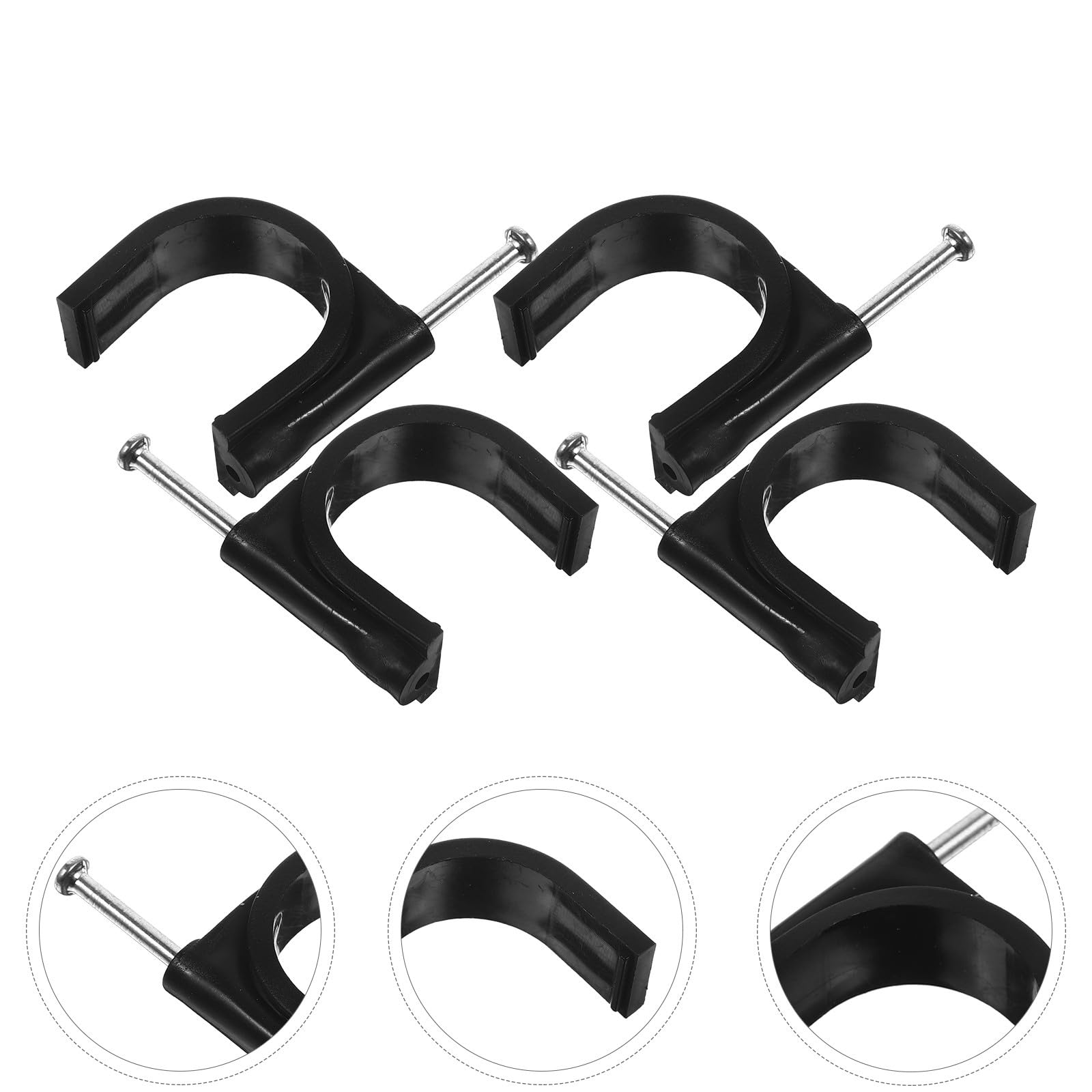 CALLARON 100pcs Colliers de Serrage pour Tubes en Acier et Plastique Noir, Pince en J Robuste avec Fixation Demi-collier, pour Accroche Tube Sécurisé