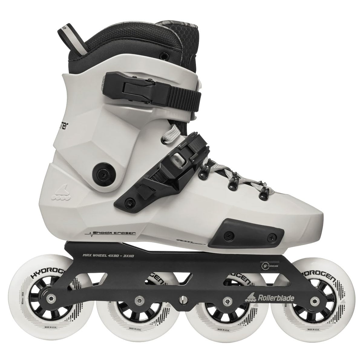 Rollerblade Patines Freeskate Urbanos Twister 90R 4x90mm Rocker Carcasa Rígida Guía Aluminio White Smoke Blanco Negro 43-44