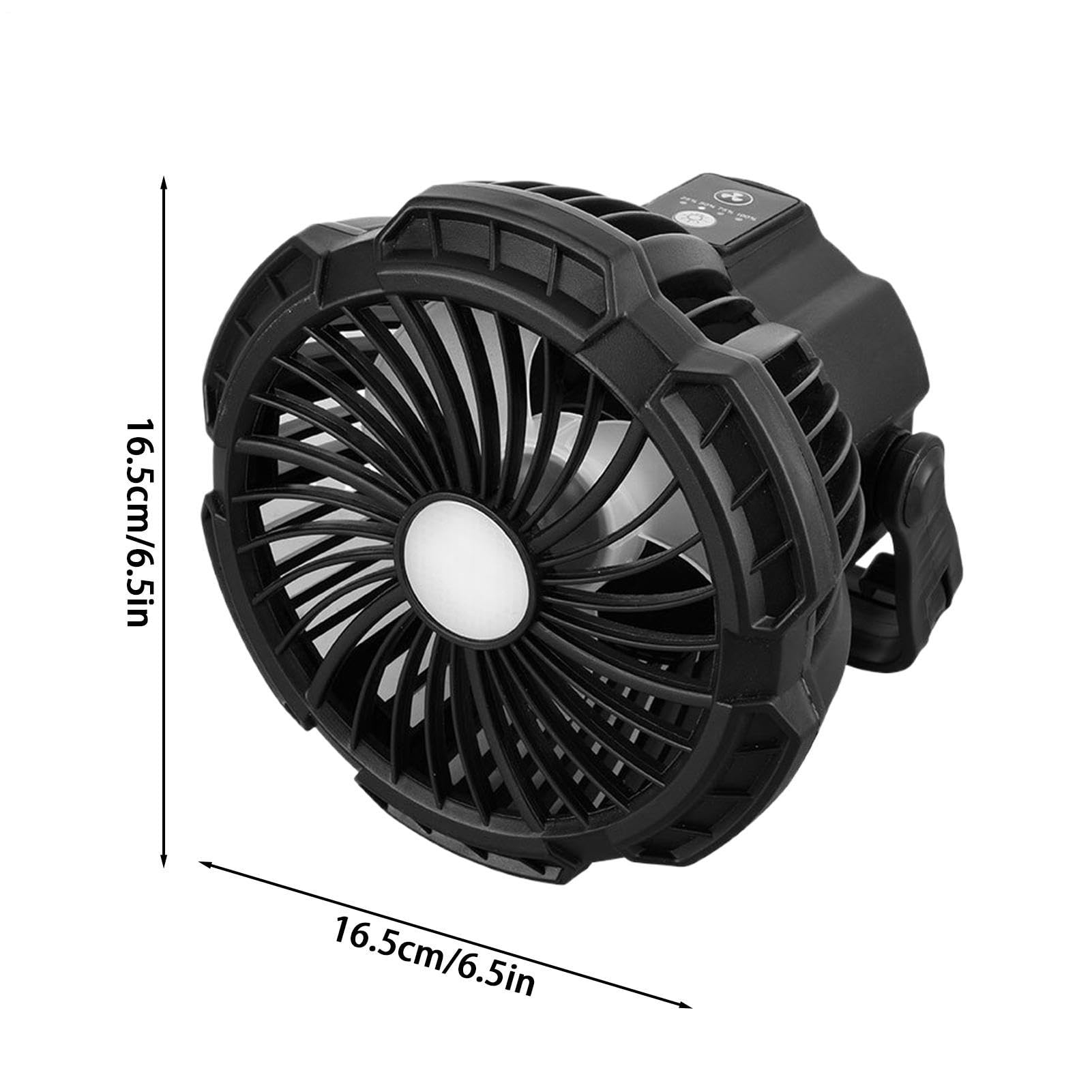 Generico Camping Fan - 3-Speed 4000mAh with LED Light, Versatile Battery Operated Fan, Portable Cooling Solution for Outdoor Backpacking Fishing Beach Backyard BBQ Travel Jobsite Home Office