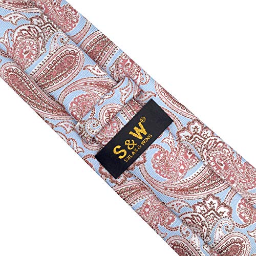 S&W SHLAX&WING Gravata Moda Masculina Gravata Paisley Azul 147cm