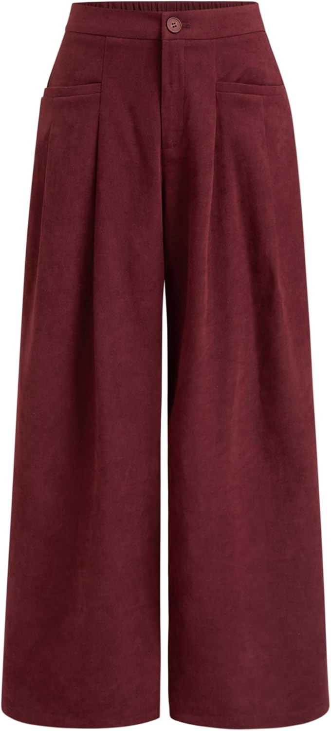 CIDER Women's Wide Leg Pants with Pockets Mid Waist Loose Fit Lounge Business Casual Going Out Fall Trousers