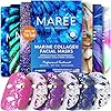 MAREE Collagen Face Mask with Hyaluronic Acid – Sheet Face Masks Skincare with Green & Red Algae Extract for All Skin Types – Hydrating Facial Mask Skin For Women Care Mascarillas Faciales – 6 Pack