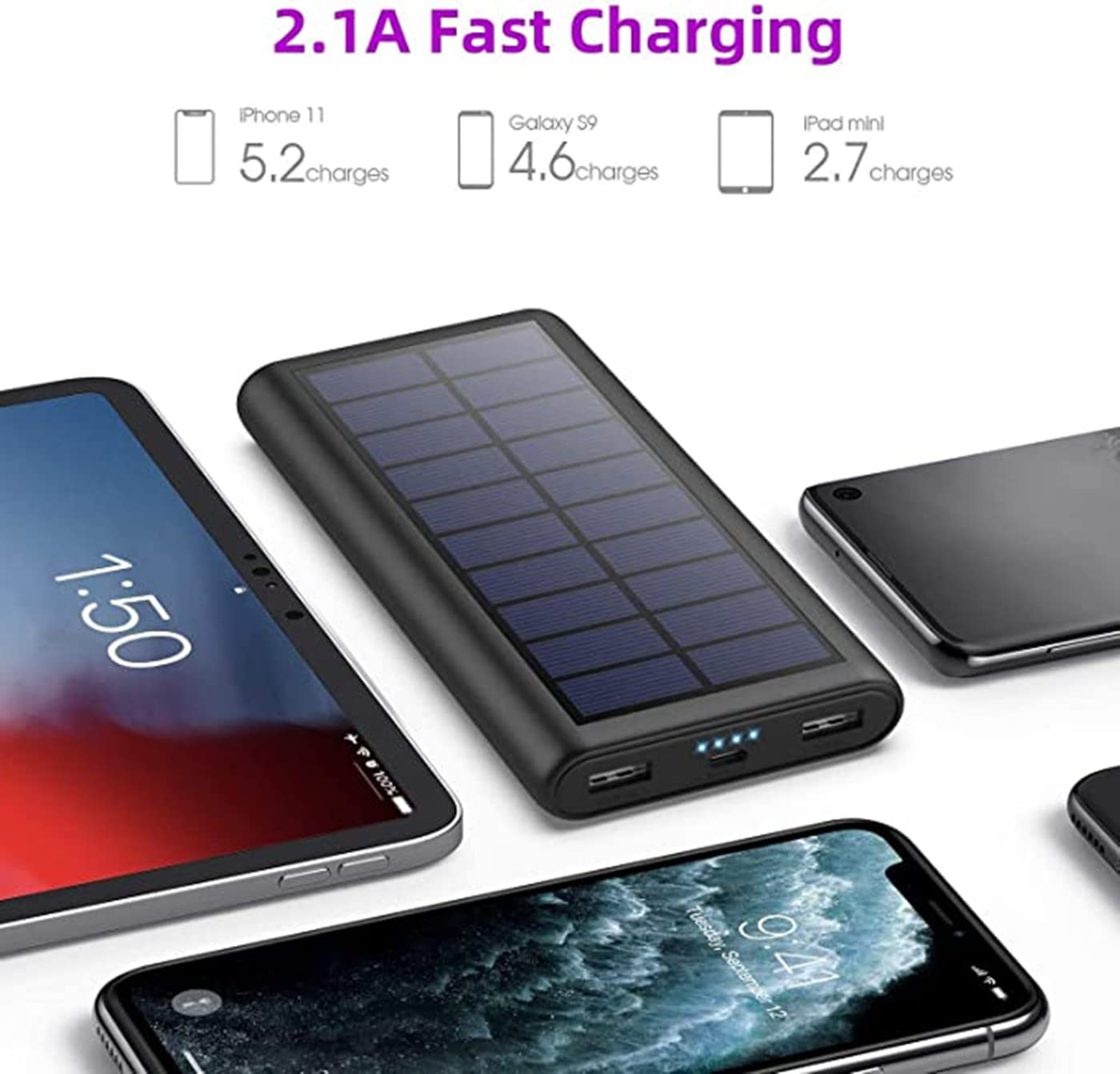 Power Bank Solare 26800mAh Con 4 Cavi Integrati E Torcia LED: Caricatore Portatile USB-C Per Cellulari E Campeggio - 4