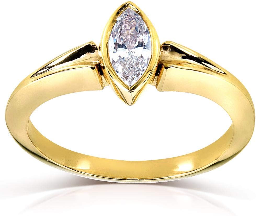 Marquise Diamond Solitaire Ring 3/4 Carat in 14k Yellow Gold (Certified)