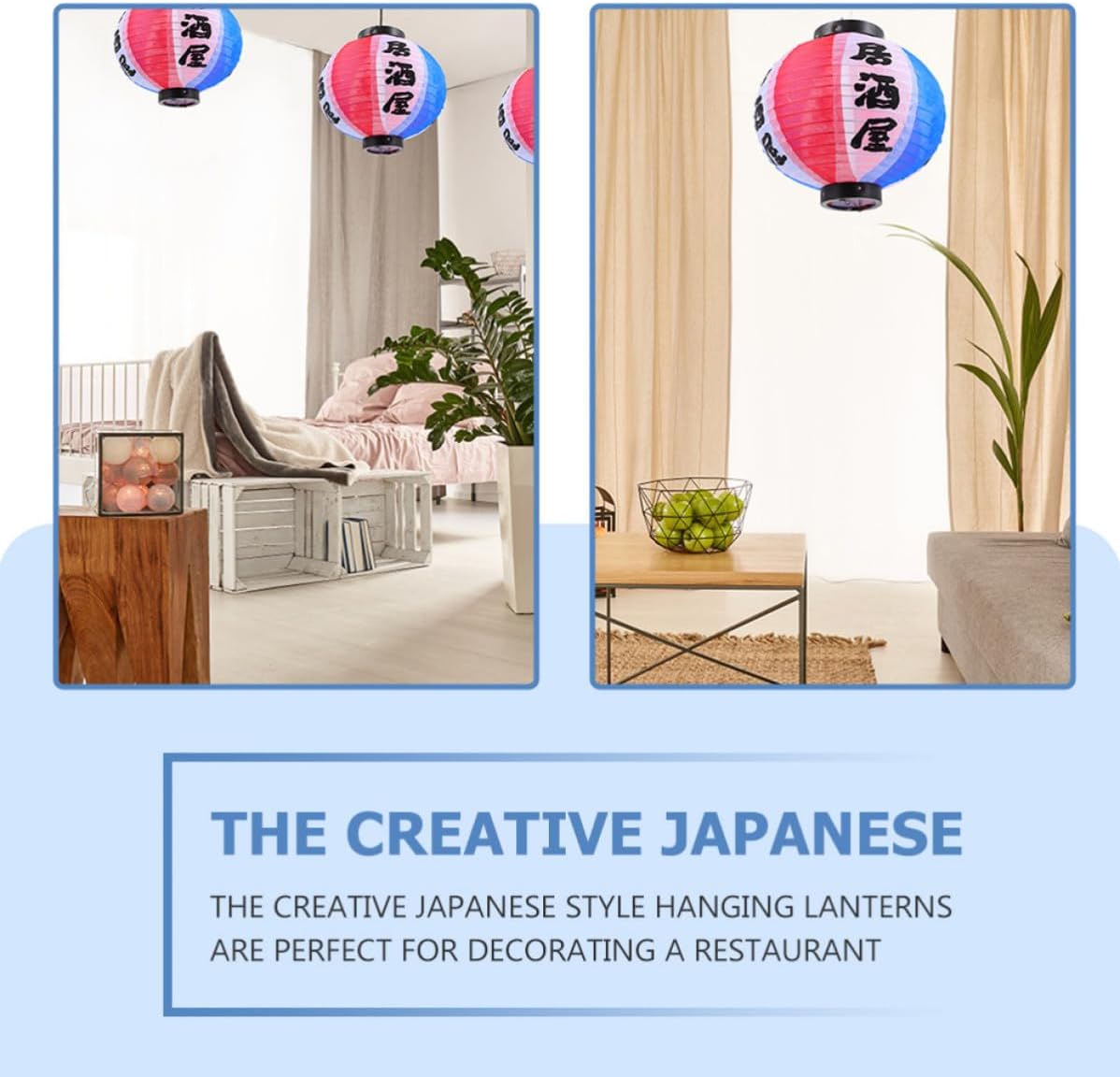 Alipis Hanging Lanterns with Easy Installation Japanese Style 2pcs Cloth Round Lanterns Enhancing Dining Atmosphere for Restaurant Decoration for Party Atmosphere and Outdoor Use