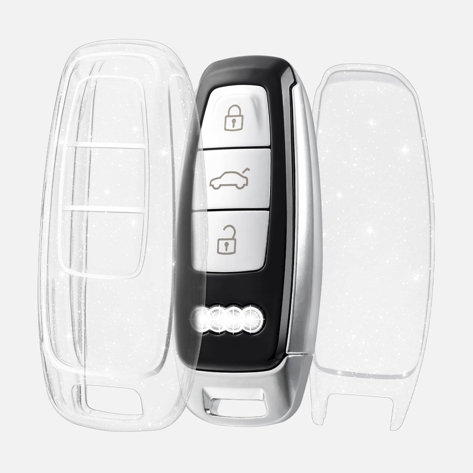 OFF WE GO for Audi Key Fob Cover, Premium Soft TPU Key Case Fit for Audi A6L A6 A7 A8 Q7 Q8 E-Tron A3 S3 S6 SQ7 RS6 S7 RS7 Smart Key Protector (