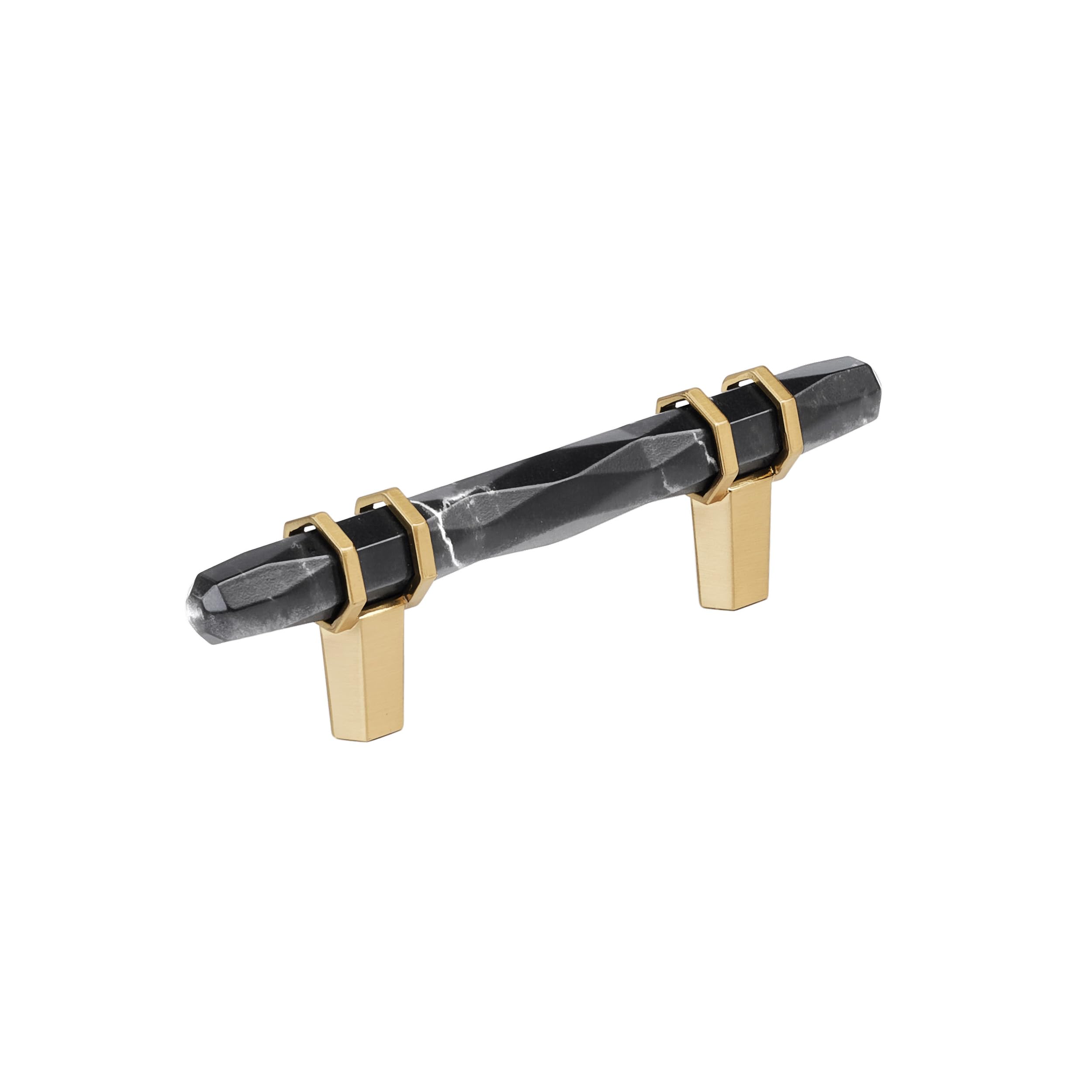 Amerock 3" Carrione Marble Black/Champagne Bronze Drawer Pull