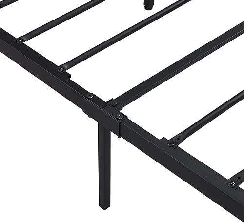 Miniatura 16 de Base de cama de plataforma tamaño Queen con cabecera de madera, almacenamiento debajo de la cama de 12 pulgadas, no necesita somier, sin ruido