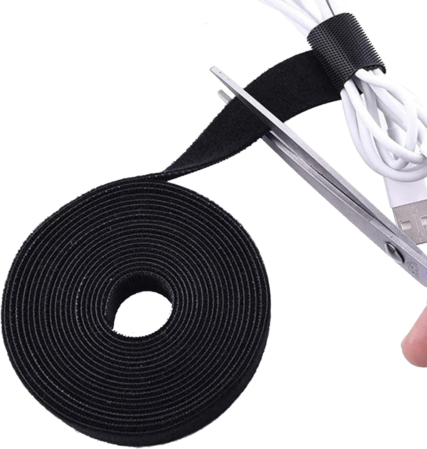 Reusable Velcro Cable Ties Hook & Loop Nylon Fastening Tape Wire Organizer for Power Wire Management Self Gripping Cord Rope Holder (BLACK)-picture-10