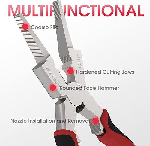 Miniatura 3 de YESWELDER Alicates de soldadura MIG de 8 pulgadas con cadena de alquiler, acero de alto carbono antioxidante y duradero, alicates MIG