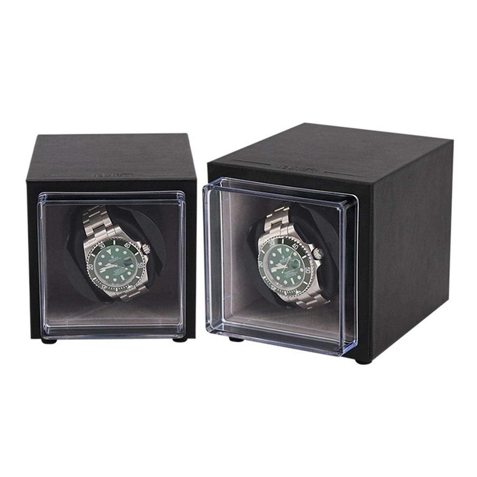 OUZVI Single Watch Winder Automatic Watches Display Box With Quiet Japanese Motor Flexible Watch Pillows Fit Lady And Man Watches Dual Power Supply,Blue (Black)