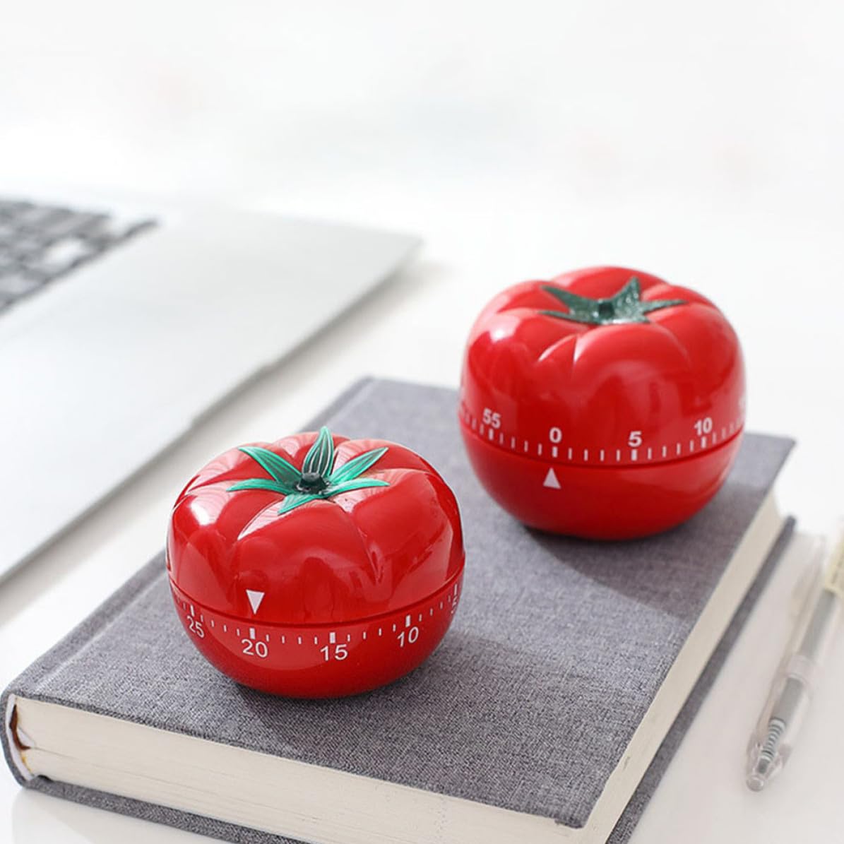 UKCOCO Mechanischer Küchentimer Praktischer Küchentimer in Tomatenform 2 Stück aus Pp Batterie mit Alarm für Präzise Garzeit Beim Kochen