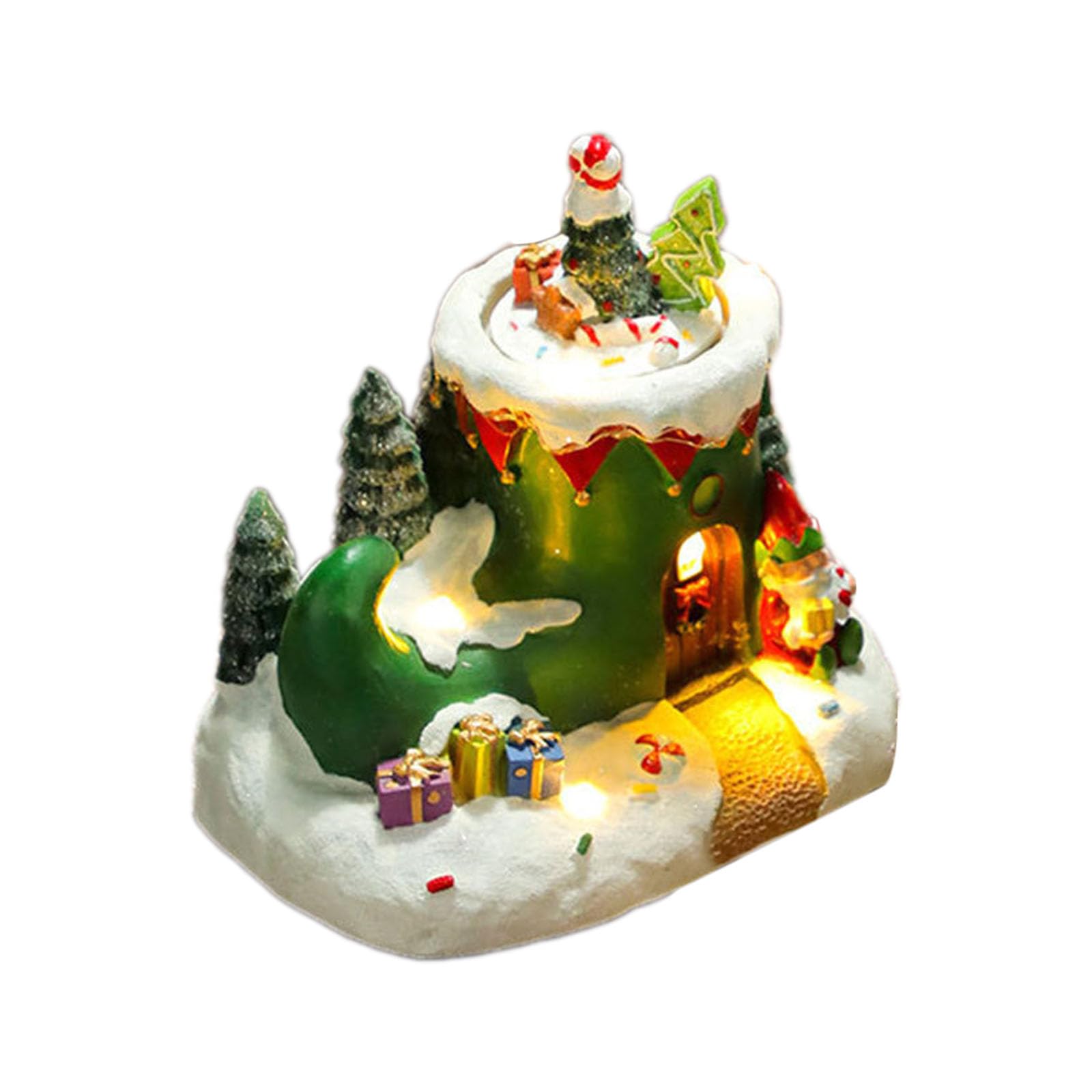 Figura decorativa giratoria de resina para decoración de escritorio con luz LED