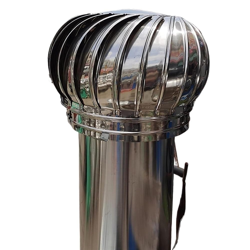 Chimney Cowl， Outside Dryer Vent Covers Round Air Turbine Rain Cover for Chimney/Shed, Inrial Rotating Roofing Ventilator(160mm/6.3 in)