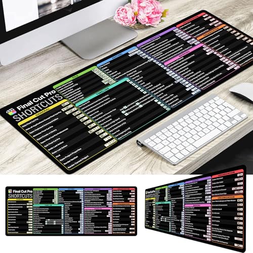 Image of Final Cut Pro Shortcuts Cheat Sheet Mouse Mat KMH Mouse Pad for Mac Users Editors Creators, Large Desk Mat, Producer Mousepad, Essential Computer Accessories for Study, Work, and Reference Purposes