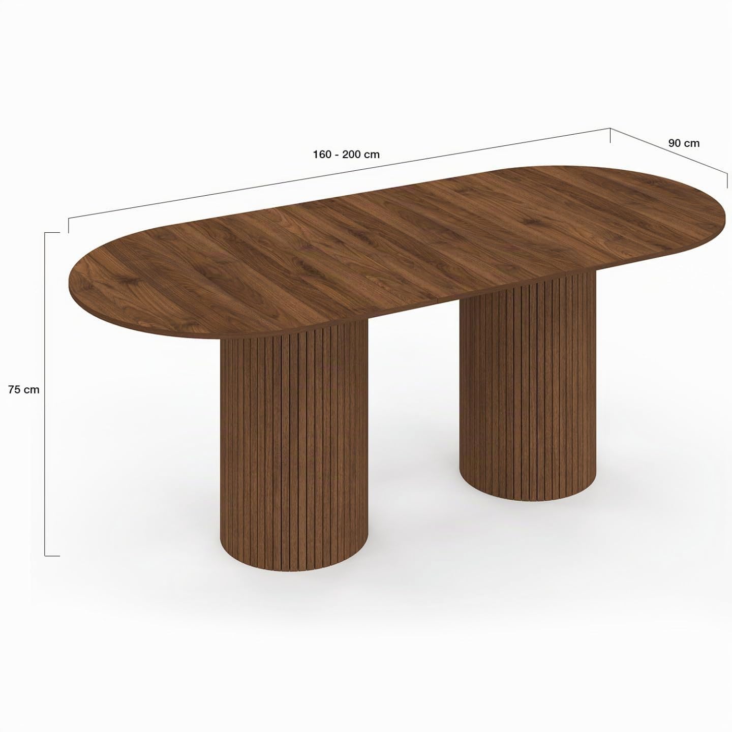 IDMarket - Table à Manger Extensible Ovale Juliette 160-200 cm