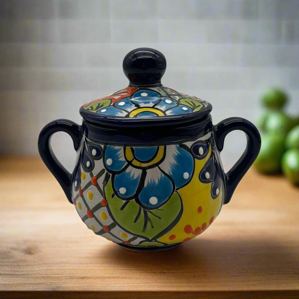 Handmade Talavera Sugar Jar | Mexican Ceramic Kitchen Pot