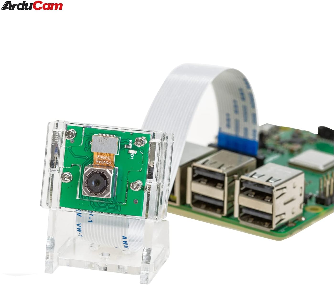 Arducam Motorized Focus Pi Camera connected to a Raspberry Pi board