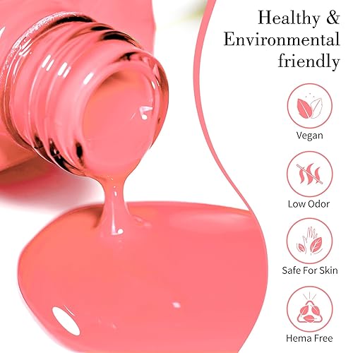 Miniatura 2 de CANNI - 1 esmalte de gel de color rosa intenso, pomelo rosa, esmalte de uñas de alto brillo semipermanente para lámpara UV, uñas francesas, para uso