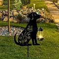 Bshine Dog Solar Light Outdoor Garden Decoration, Waterproof Metal Stake Black Outdoor Statue Lantern, Lawn Ornaments for Yard, Path, Patio, Sculpture Black Dog Gift Halloween Decor Housewarming Gift