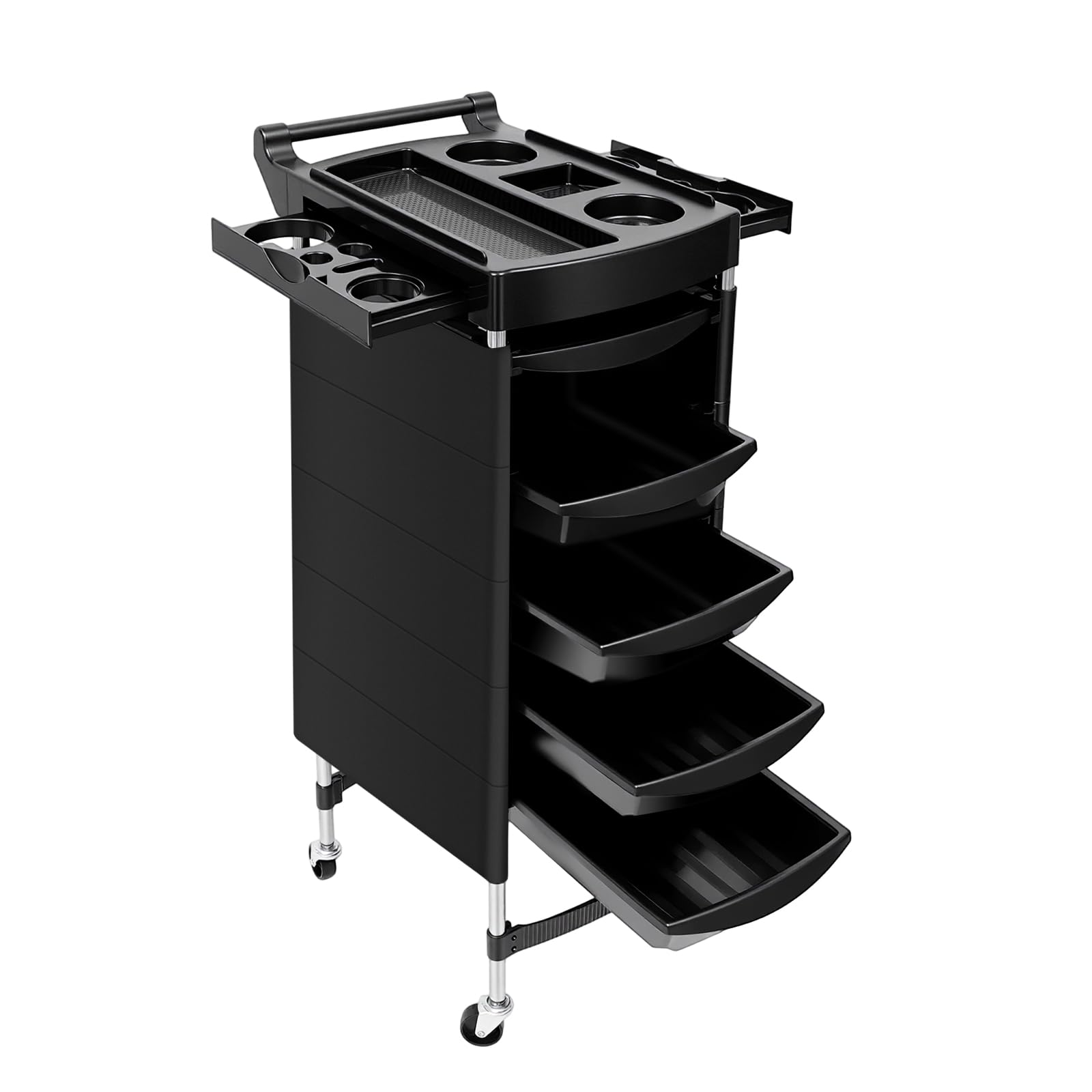 Salon Trolley, Salon Trolley Multifunctional Tool Cart, Hair Salon Storage Tool Cart with Rolling Wheels & 5 Drawers & 2 Side Tray, Trolley for Beauty Salons, Barber Stores, Home-image-9