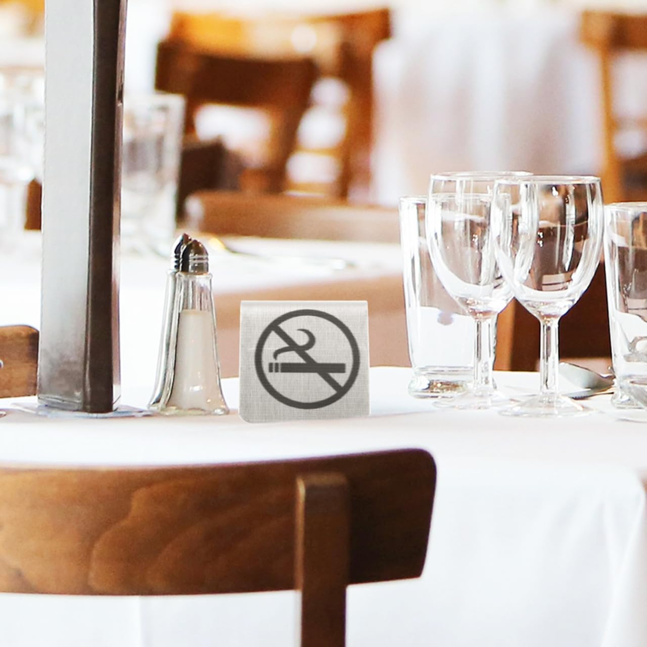 OUNONA Panneau De Table Inoxydable Double Face Interdit De Fumer Pour Restaurants Bureaux Espaces Publics 7.9X2X2 Pouces Signalétique Non Fumeurs Durable Facile À Nettoyer