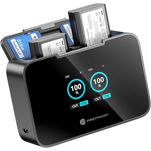FirstPower NP-FW50 Battery 2-Pack and 20W Fast Dual LCD Charger for Sony ZV-E10, Alpha A6400 A6000 A6300 A6500 A5100 A5000, A7 II, A7, A7S II, A7S, A7R II, A7R, RX10 II III IV Camera