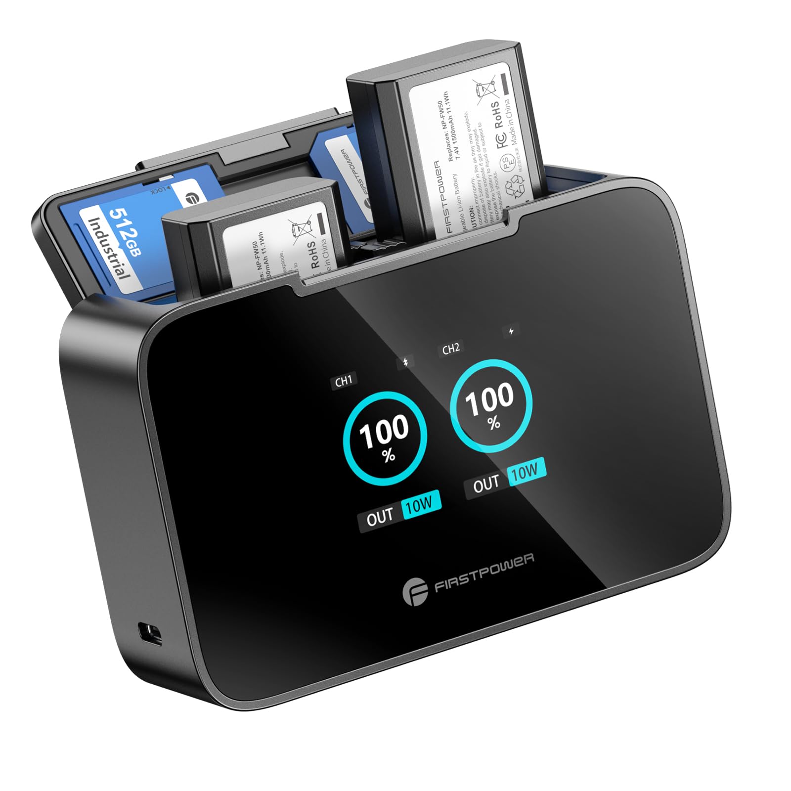 FirstPower NP-FW50 Battery 2-Pack and 20W Fast Dual LCD Charger for Sony ZV-E10, Alpha A6400 A6000 A6300 A6500 A5100 A5000, A7 II, A7, A7S II, A7S,