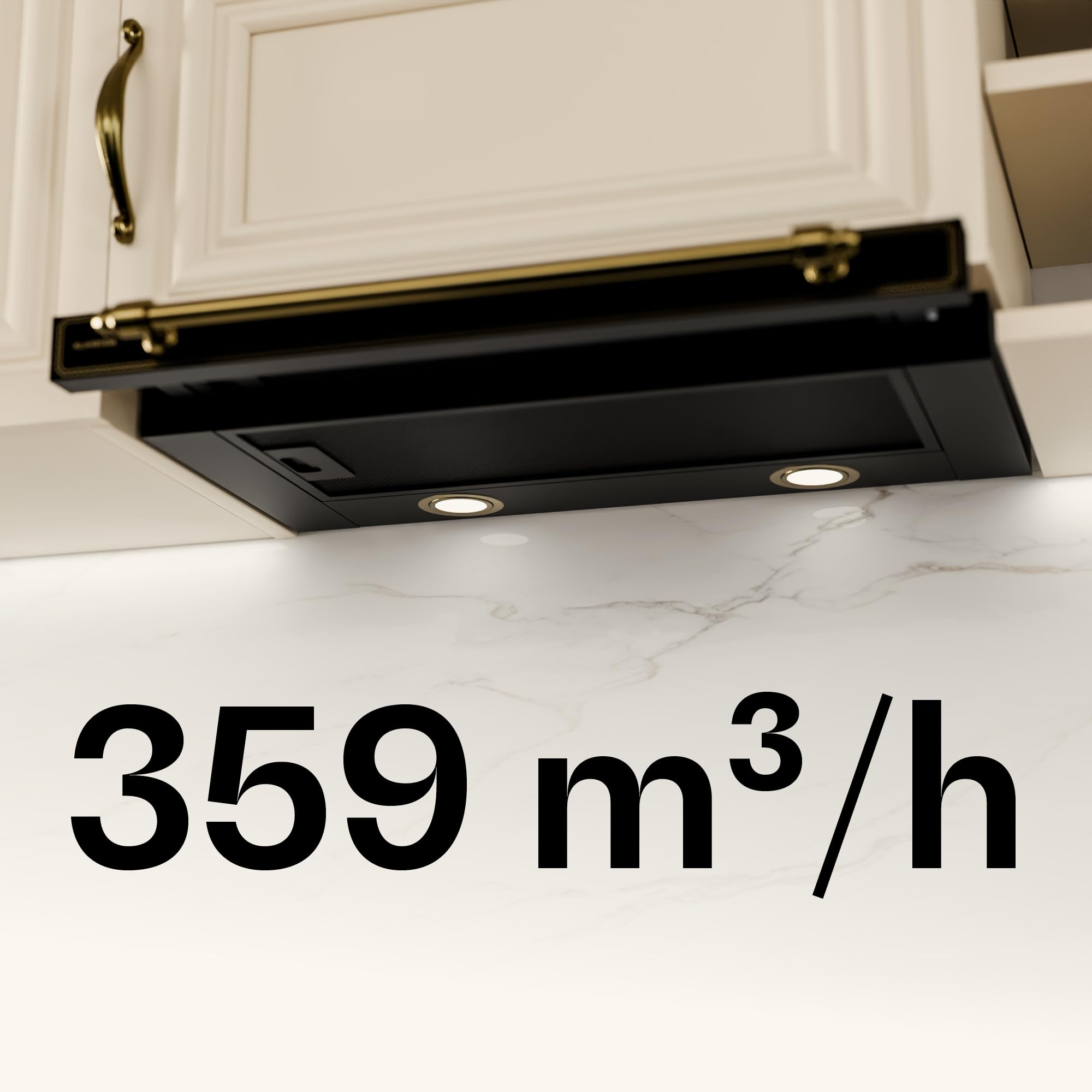 Klarstein Victoria okap kuchenny, 60 cm, w stylu retro, 358 m³/h, energooszczędność A++, oświetlenie LED, wysuwany, filtr aluminiowy i z węglem aktywnym, cichy, czarny
