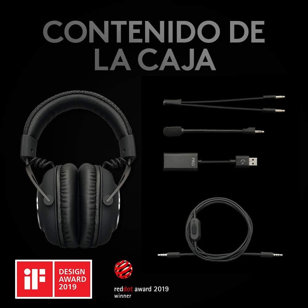 Logitech G Pro Auriculares Gaming con Cable | Auriculares Esports Pro-G 50 mm, aluminio/acero y espuma viscoelástica, PC/PS/Xbox/Switch - Negro