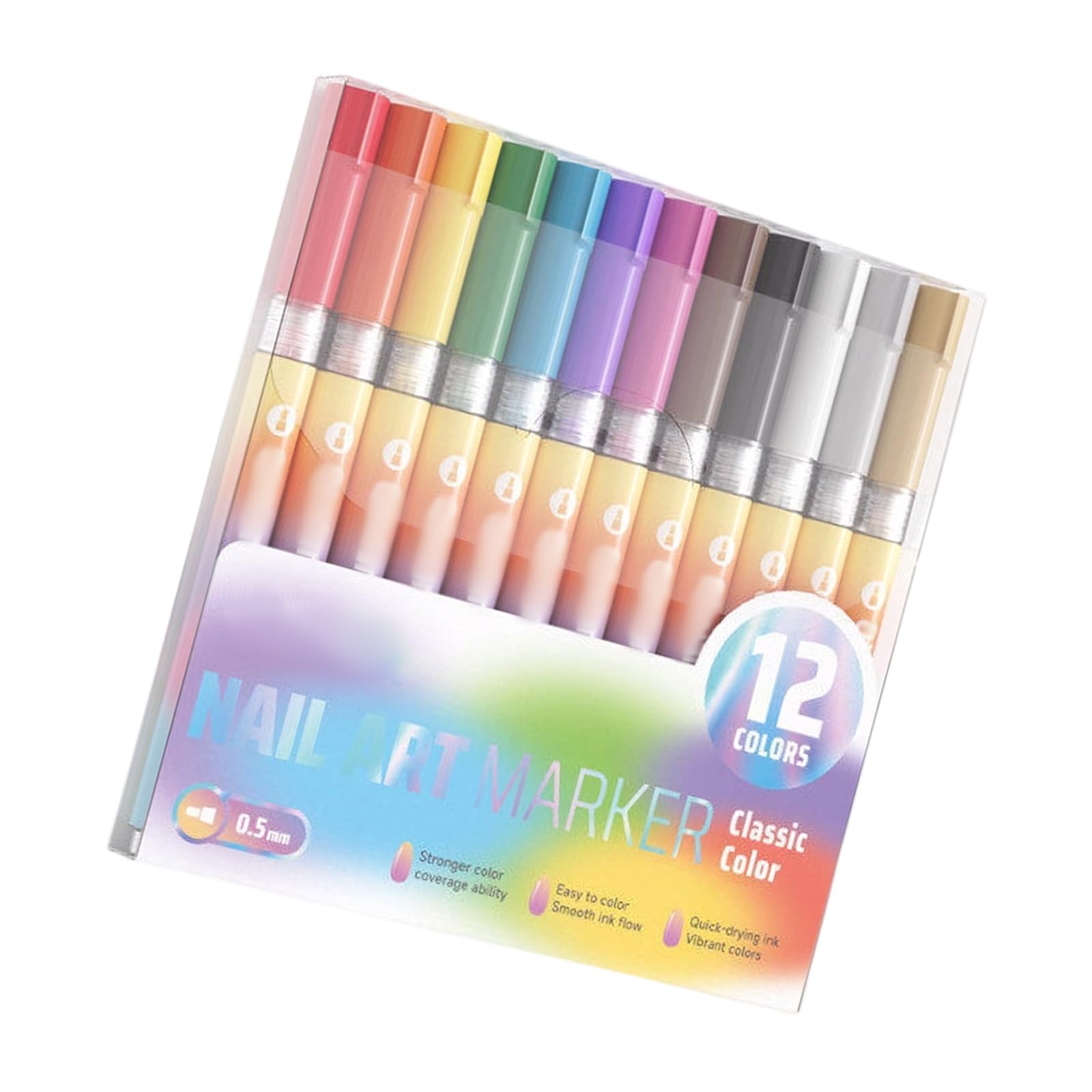 12 Colors Professional Acrylic Paint Marker Pens Fine Point 0.5mm Quick Dry for Painting on Paper, Wood, Stone, Glass, Colors