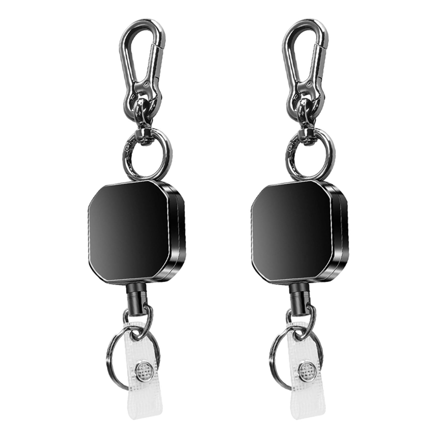 Vjsujehgy 2X Retractable Keychain, Metal ID Badge Holder Key Reel, Carabiner Keychain with Belt Clip, 27.5Inch Steel Cord