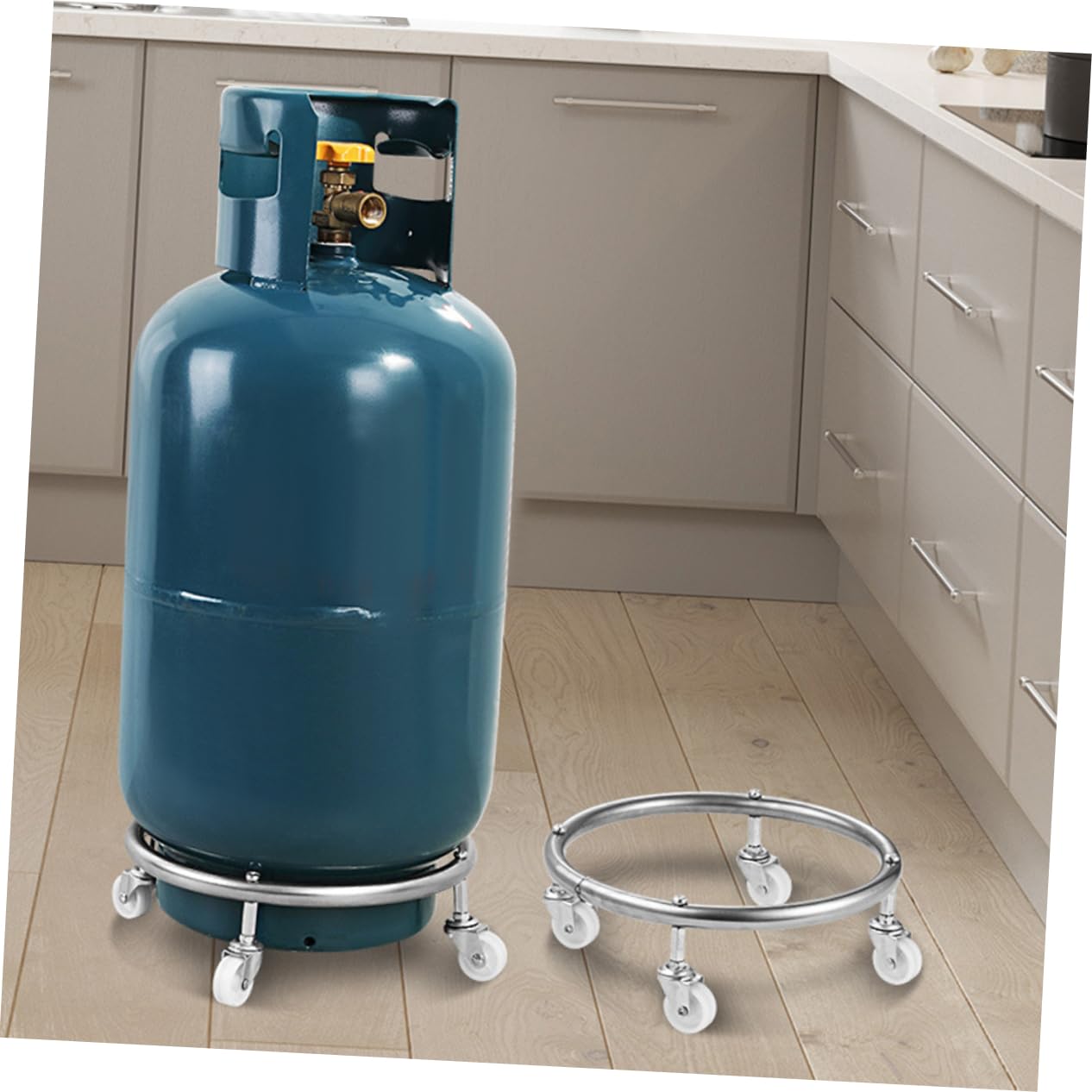 PRETYZOOM Porta Bombola Gas per Bombole Fino a 30 Grammi in Acciaio Inossidabile con Ruote e Facile da Riporre Resistente per Casa e Ristorante
