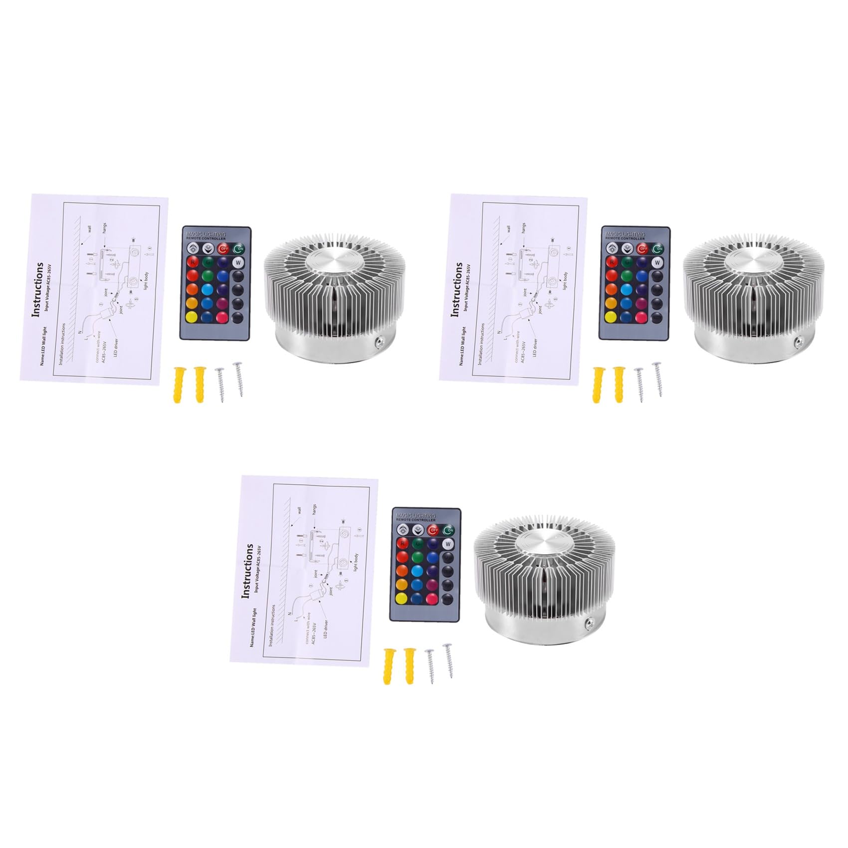Hndhbfgrt 3X 3W Colorful RGB Sunflower Wall Lamp Modern LED Lighting for Indoor Decoration Corridor Aisle Restaurant