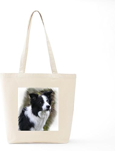 Vista 167 de CafePress Border Collie - Bolsa de lona natural, bolsa de compras reutilizable