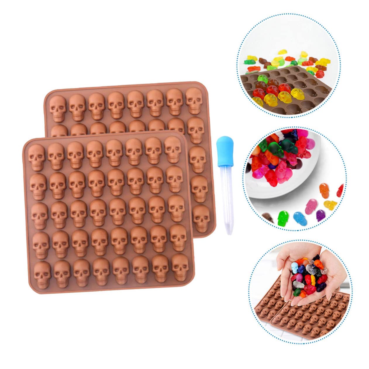 PRETYZOOM 3 Juegos De Moldes De Calavera Para Jabón Moldes De Chocolate De Calavera Moldes De Chocolate Para Halloween Galletas Con Cuentagotas Moldes De Fondant De Molde De