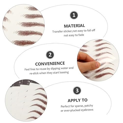 4 Sheets Eyebrow Stickers Temporary Brow Tattoos Natural Hair Like False Eyebrows for Sparse Over Plucked Brows Easy Application Realistic Full Look