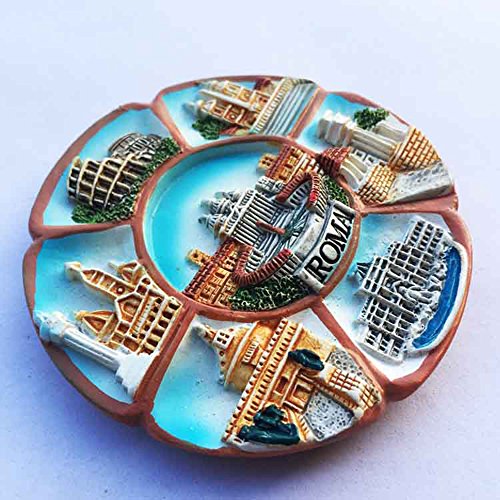 Imán decorativo resina Roma 8 × 8 cm redondo miniatura 2
