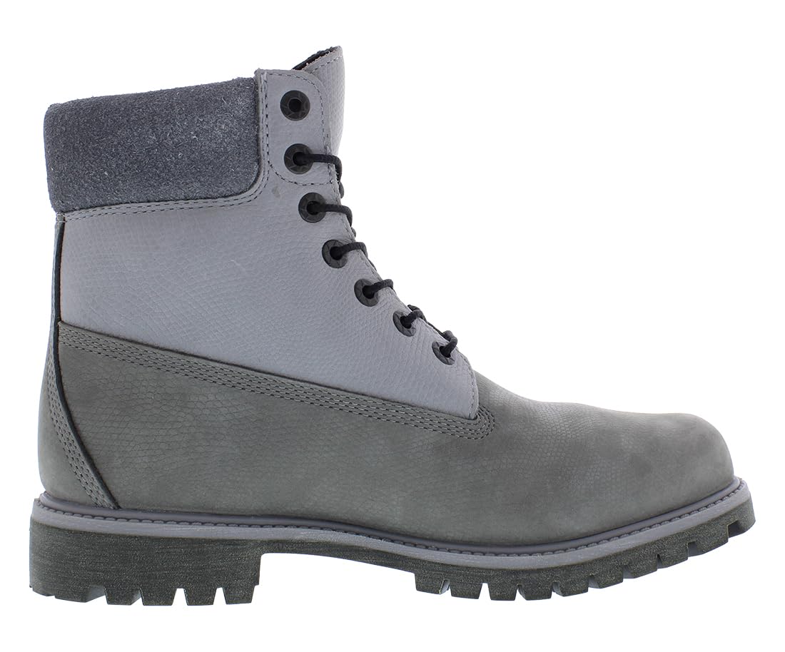 Side view of Timberland Men's 6-Inch Premium Waterproof Boot in gray.