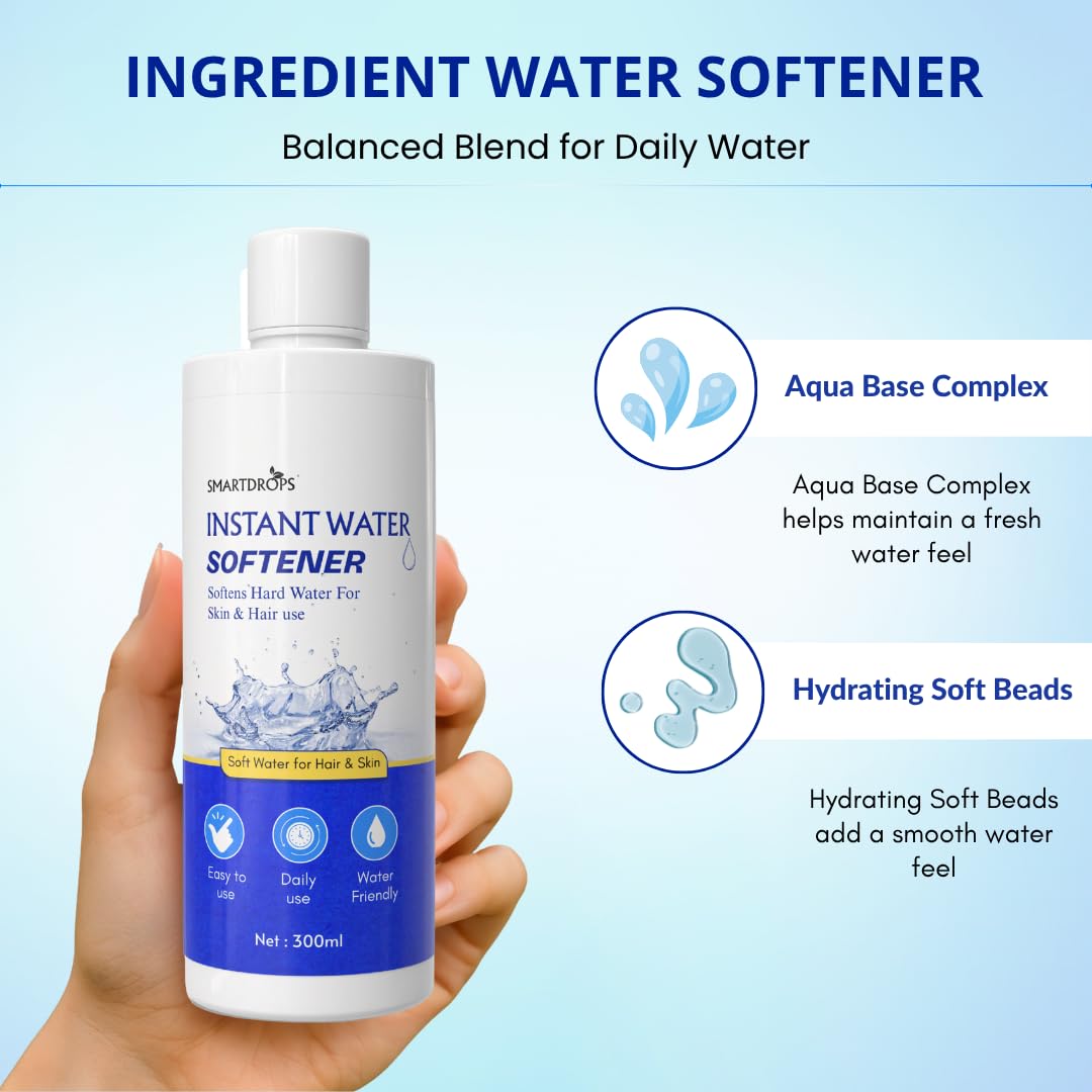 Instant Water Softener | Hard Water Solution for Hair Fall & Skin Dryness | Disables Hardness & Maintains pH Level | Makes Your Water Hair & Skin Friendly | Water Softener for Bath, 300 ml (Pack of 1)