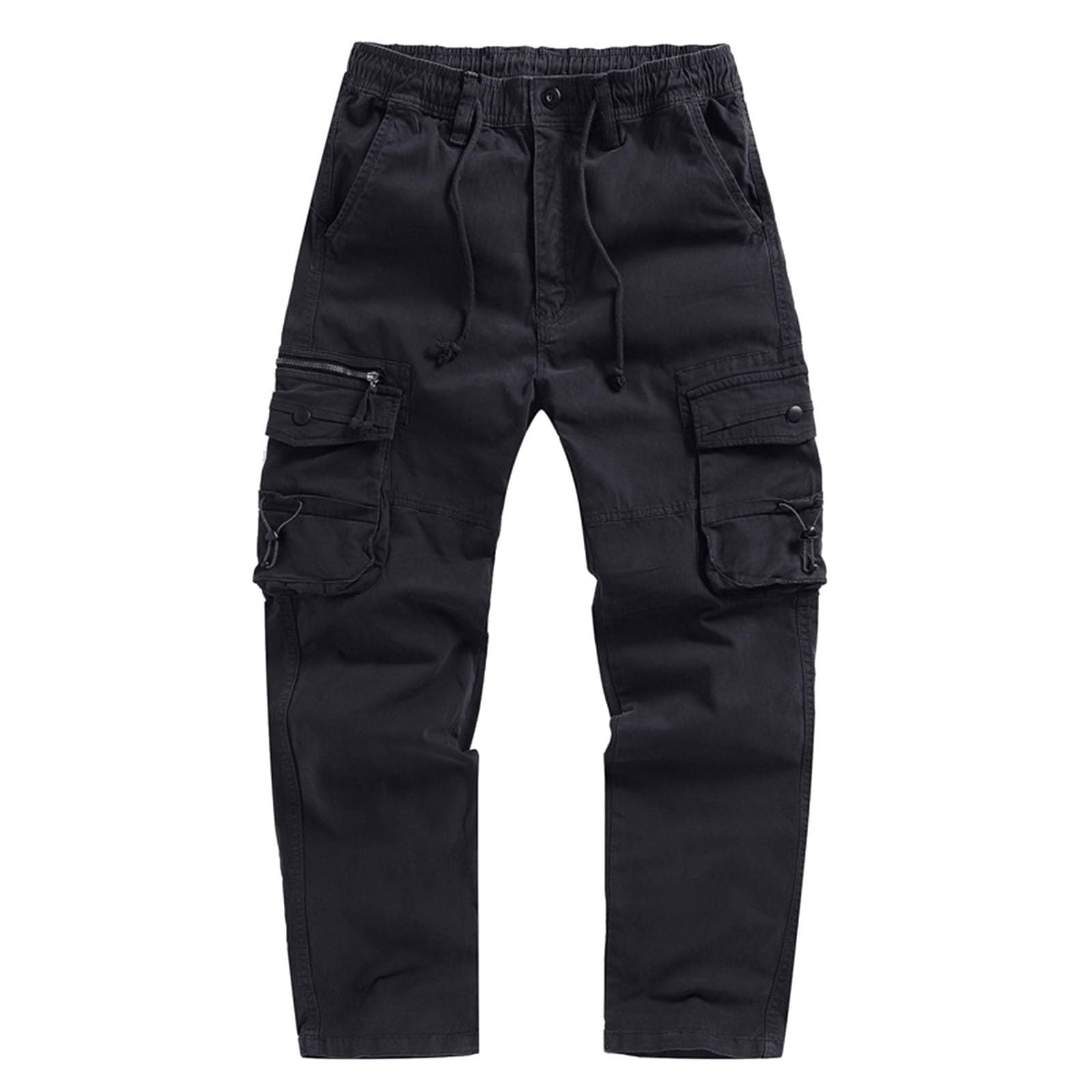 Herren-Cargohose, leger, Baumwolle, Wanderhose für Herren, gerades Bein | Arbeitshose mit mehreren Taschen, Kordelzug an der Taille, Outdoor-Wanderhose, bequem, langlebig, Freizeithose